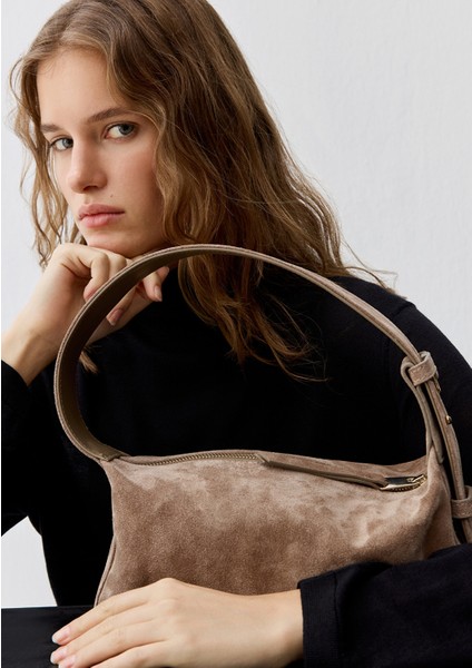 Süet Deri Kahverengi Kol Çantası 1913697-70367