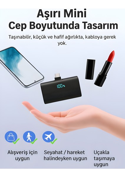 Fp07 5000mah Type-c 20w Ultra Hızlı Şarj Elektronik Taşınabilir Batarya Lcd MİNİ Powerbank Telefon fırsatları
