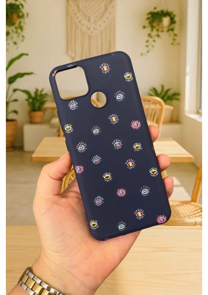 Realme C25 - Mini Evıl Eye Desenli Silikon Darbe Emici Klasik Korumalı Rubber Kılıf