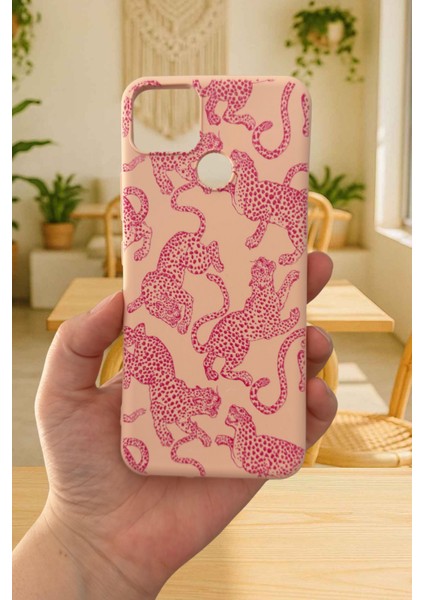 Realme C25 Uyumlu Kılıf Pembe Leopar Desenli Silikon Darbe Emici Klasik Korumalı Rubber Kapak fiyatları