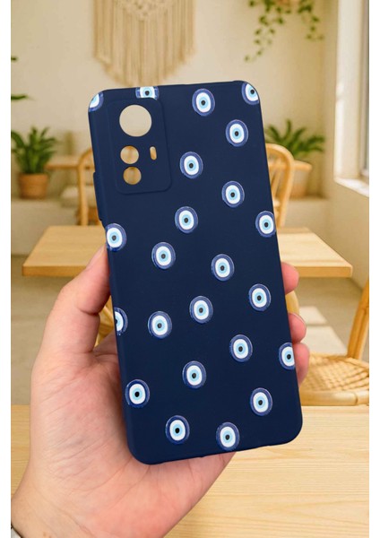 Redmi Note 12S - Nazar Boncuk Desenli Silikon Darbe Emici Klasik Korumalı Rubber Kılıf