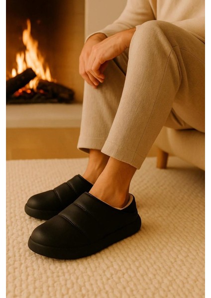 Peluş Içi Yünlü Kışlık Panduf Siyah Erkek Ev Terliği fiyatları