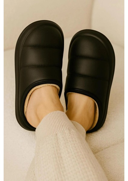 Peluş Içi Yünlü Kışlık Panduf Siyah Erkek Ev Terliği modelleri