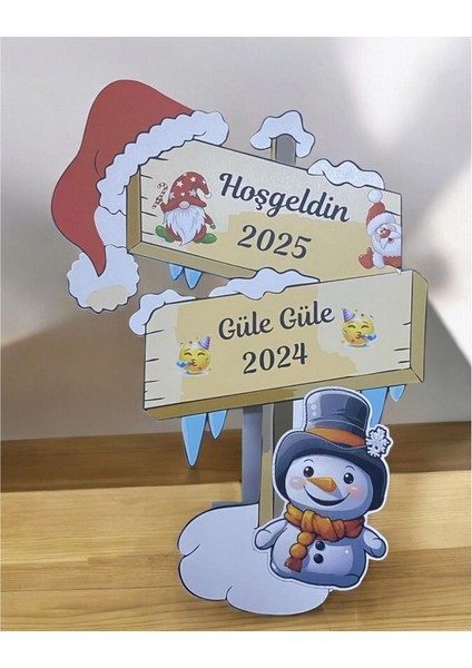 Büyük Ayaklı Hoşgeldin 2026 Dekorlu Yılbaşı Panosu