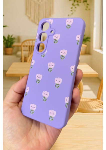 Samsung Galaxy M34 - Mini Lale Desenli Silikon Darbe Emici Klasik Korumalı Rubber Kılıf modelleri