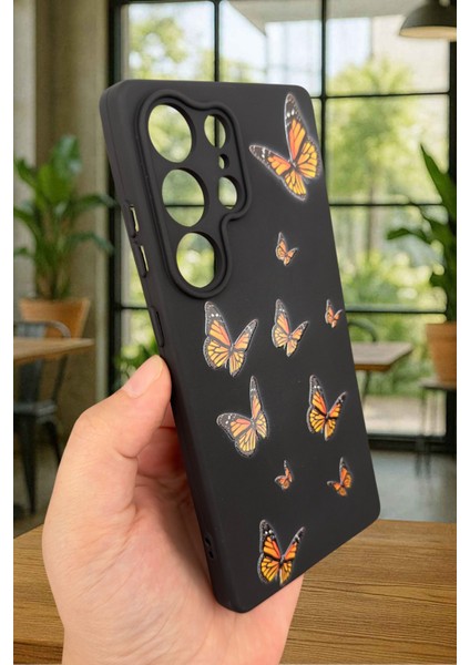 Samsung Galaxy S25 Ultra-Turuncu Kelebek Desenli Silikon Darbe Emici Klasik Korumalı Rubber Kılıf fırsatları