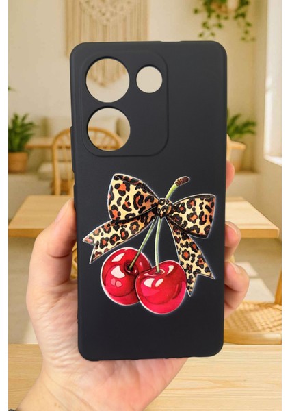 Tecno Camon 20 Pro Uyumlu Kiraz Leopar Fiyonk Desenli Silikon Darbe Emici Rubber Kılıf fiyatları