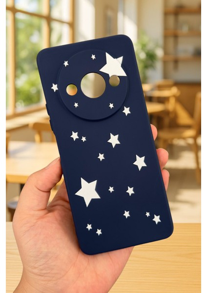 Xiaomi Redmi A3 Uyumlu Mini Yıldız Desenli Silikon Darbe Emici Klasik Korumalı Rubber Kılıf