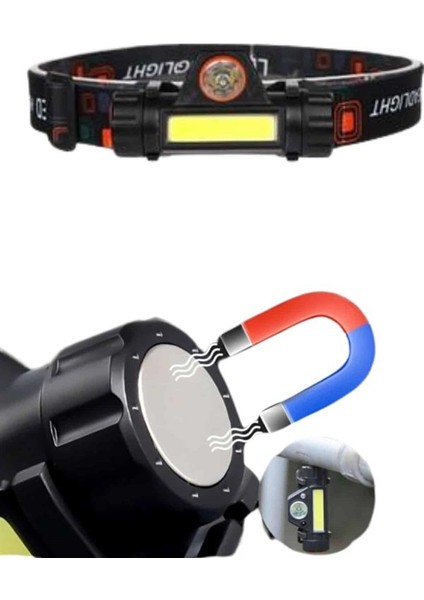 Ledli Şarjlı Kafa Lambası LED Şarjlı Su Geçirmez Kafa Feneri - M627R578-K08627