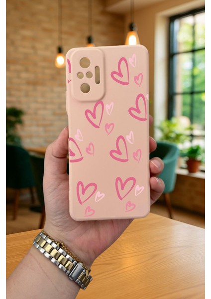 Xiaomi Redmi Note 1o Pro Pembe Kalp Desenli Silikon Darbe Emici Klasik Korumalı Rubber Kılıf fiyatları