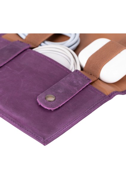 Deri Kablo Aksesuar Taşıma Çantası Antik Mor indirimleri