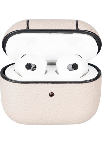 Apple Airpods 3.nesil Uyumlu Deri Kılıf Juni Erc3 Bej