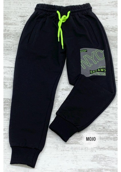 Mojo Erkek Çocuk Nyc Baskılı Lastikli Paça Eşofman Altı 2093 Siyah
