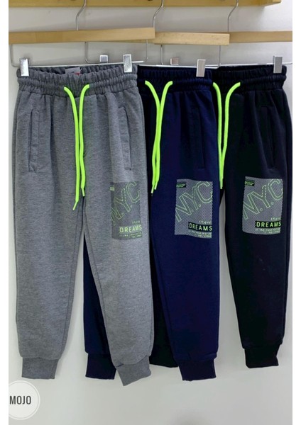 Mojo Erkek Çocuk Nyc Baskılı Lastikli Paça Eşofman Altı 2093 Siyah