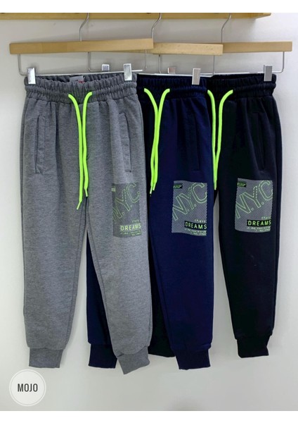 Mojo Erkek Çocuk Nyc Baskılı Lastikli Paça Eşofman Altı 2093 Füme