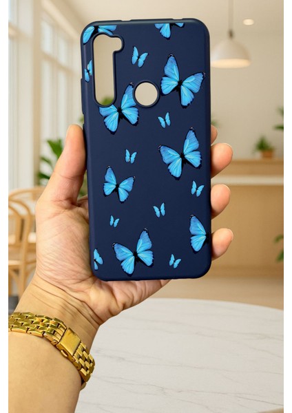 Xiaomi Redmi Note 8 Mavi Kelebek Desenli Silikon Darbe Emici Klasik Korumalı Rubber Kılıf fiyatları