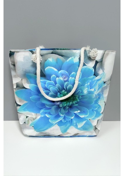 Çiçek Desenli Plaj Çantası