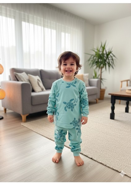 Kız-Erkek Bebek- Çocuk Pijama Takımı %100 Pamuk Uzun Kollu Yuvarlak Yaka Mevsimlik