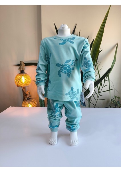 Kız-Erkek Bebek- Çocuk Pijama Takımı %100 Pamuk Uzun Kollu Yuvarlak Yaka Mevsimlik