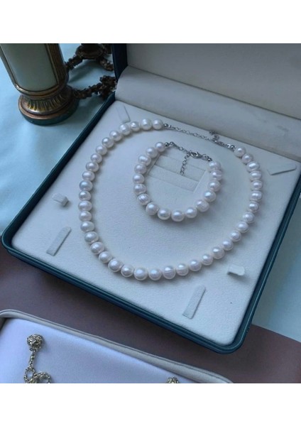 Sertifikalı Paslanmaz Çelik Doğal 10MM Inci Kolye Bileklik Set