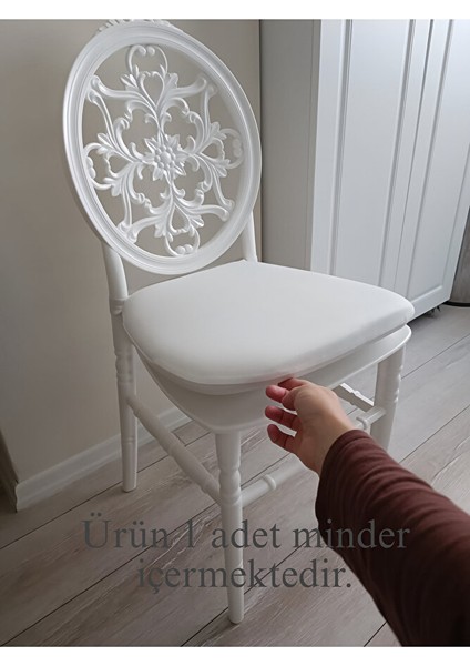 Standart Sandalye Minderi, Süngerli Beyaz Renk Tfany Sandalye ve Demir Sandalyelere Uygun
