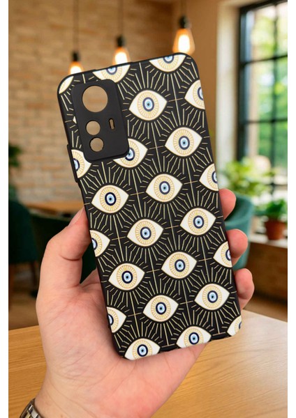 Redmi Note 12S - Evıl Eye Desenli Silikon Darbe Emici Klasik Korumalı Rubber Kılıf