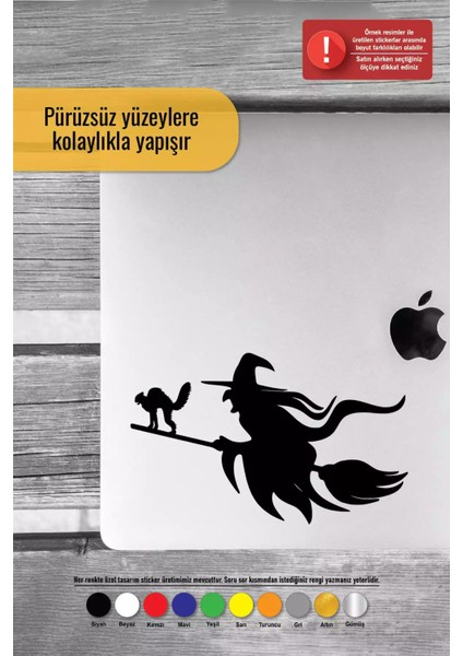 Cadı ve Kedi - Araç, Oto, Laptop, Duvar Uyumlu Sticker 15*9 cm Tr fırsatları