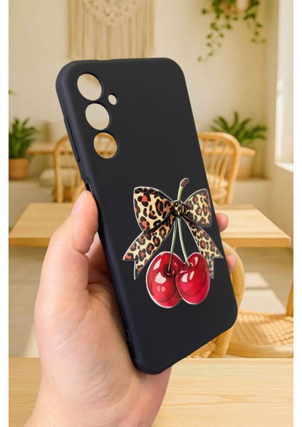 Samsung Galaxy S24 Uyumlu Kiraz Leopar Fiyonk Desenli Silikon Darbe Emici Klasik Rubber Kılıf modelleri