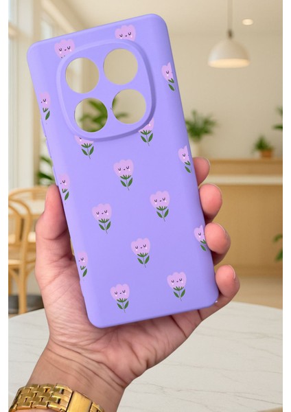 Xiaomi Redmi Note 14 Pro 4g-Mini Lale Desenli Silikon Darbe Emici Klasik Korumalı Rubber Kılıf