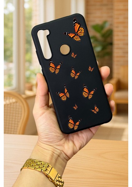Xiaomi Redmi Note 8 Kelebek Desenli Silikon Darbe Emici Klasik Korumalı Rubber Kılıf
