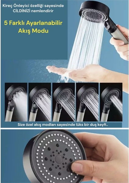Filtreli Kireç Arındırıcı Yeni Turbo Fonksiyonlu Duş Banyo Başlığı