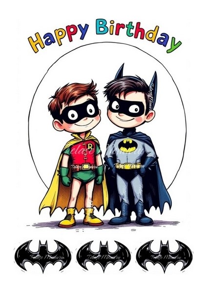 Batman Pasta Süsü - Pasta Resmi ve Baskısı - Batman Doğum Günü Yenilebilir Kağıt Baskı 4