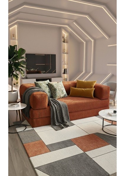 Liona 80X160 Yatak Olabilen Kanepe Modüler Çok Fonksiyonlu Aktivite Koltuk Kiremit