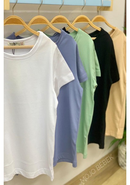 Unisex Çocuk Basic Kısa Kol T-shirt 5203 Beyaz indirimleri