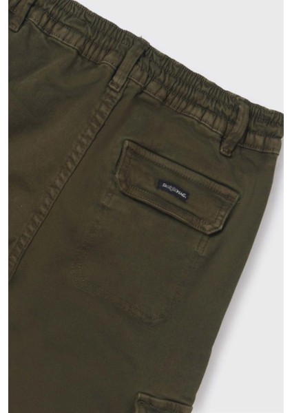 Erkek Çocuk Yandan Cepli Lastikli Paça Denim Pantolon 7529 Haki