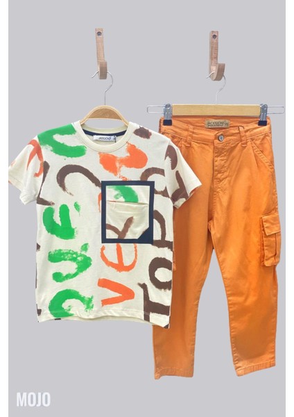 Mojo Erkek Çocuk Kargo Cep Yazlık Pantolon 2230 Turuncu