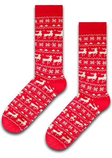 Noel Kırmızı Geyik Yıldızlı Kutu Renkli Çorap fiyatları