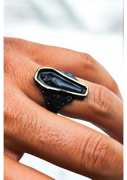 Mat Siyah Ayarlanabilir Yüzük Soyulmaz Kararmaz Motorcu Tabut Yüzük fiyatları