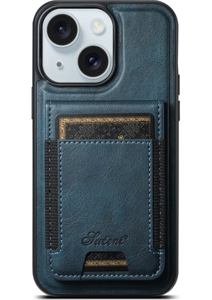 iPhone 15 Plus Kılıf H17 2-1 Manyetik Mıknatıs Kartlıklı Kapak