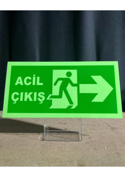 Acil Çıkış Uyarı Levhası Sağ Ok Lümen Folyo Fosforlu 24X12 cm