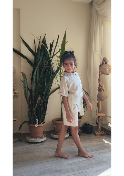 Kız Çocuk Keten Gömlek Otantik modelleri