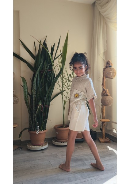 Kız Çocuk Keten Gömlek Otantik fırsatları