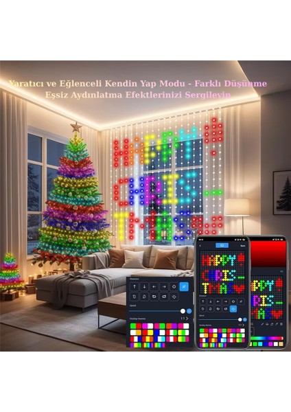 LED Işıklı Akıllı Perde Animasyonlu Uzaktan Kumanda Sevgili Eğlence Parti Yılbaşı 2x2 Mtr 400 Ledli fırsatları