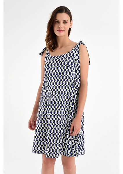 Kadın Desen-1 Omuzdan Bağlamalı Desenli Elbise 20L6839 fiyatları