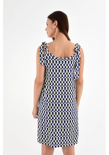 Kadın Desen-1 Omuzdan Bağlamalı Desenli Elbise 20L6839 fırsatları