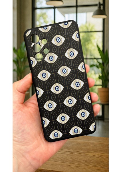 Samsung Galaxy A32 -Evıl Eye Desenli Silikon Darbe Emici Klasik Korumalı Rubber Kılıf