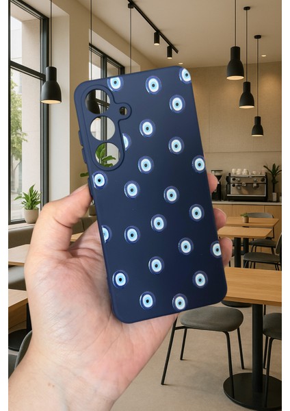 Samsung Galaxy M34 - Nazar Boncuk Desenli Silikon Darbe Emici Klasik Korumalı Rubber Kılıf