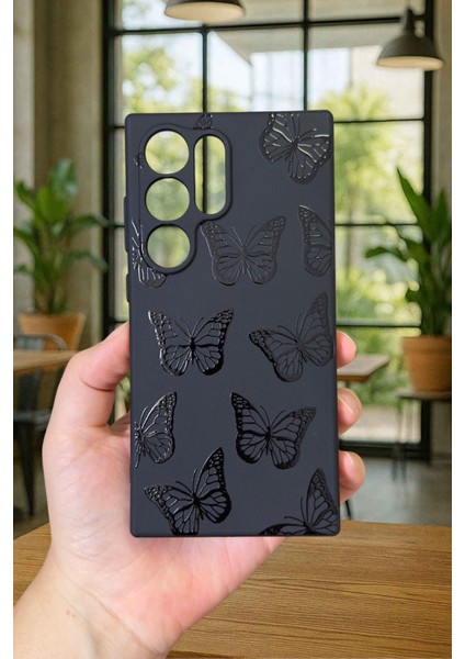 Samsung Galaxy S23 Ultra-Siyah Kelebek Desenli Silikon Darbe Emici Klasik Korumalı Rubber Kılıf fiyatları