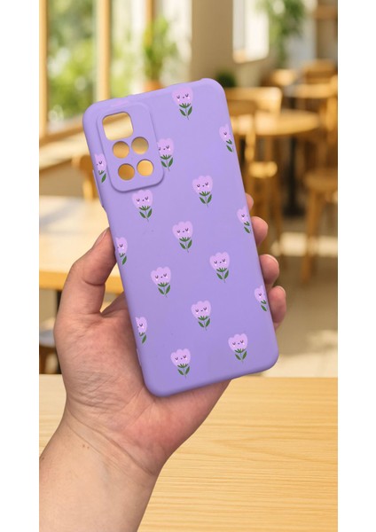 Xiaomi Redmi 10 2022 Mini Lale Desenli Silikon Darbe Emici Klasik Korumalı Rubber Kılıf
