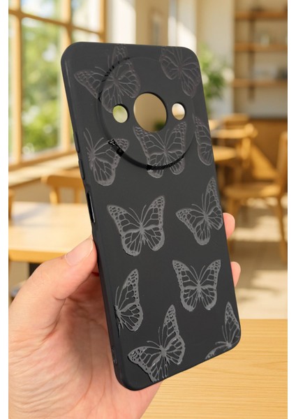 Xiaomi Redmi A3 Uyumlu Siyah Kelebek Desenli Silikon Darbe Emici Klasik Korumalı Rubber Kılıf fırsatları